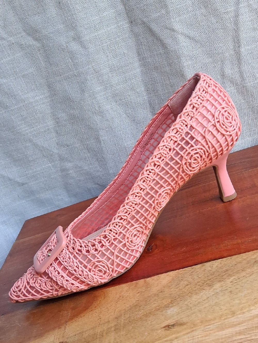 Alex Marie Pink Woven Pointed-Toe Heels with Buckle 8.5 - Picture 11 of 14